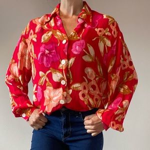Vintage Pink Floral Blouse